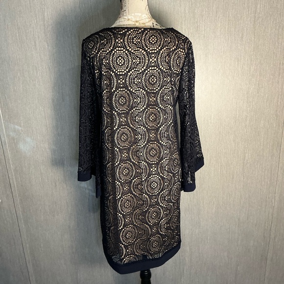 Emma & Michele Navy Lace Long Sleeve Dress Size Medium - Picture 5 of 12